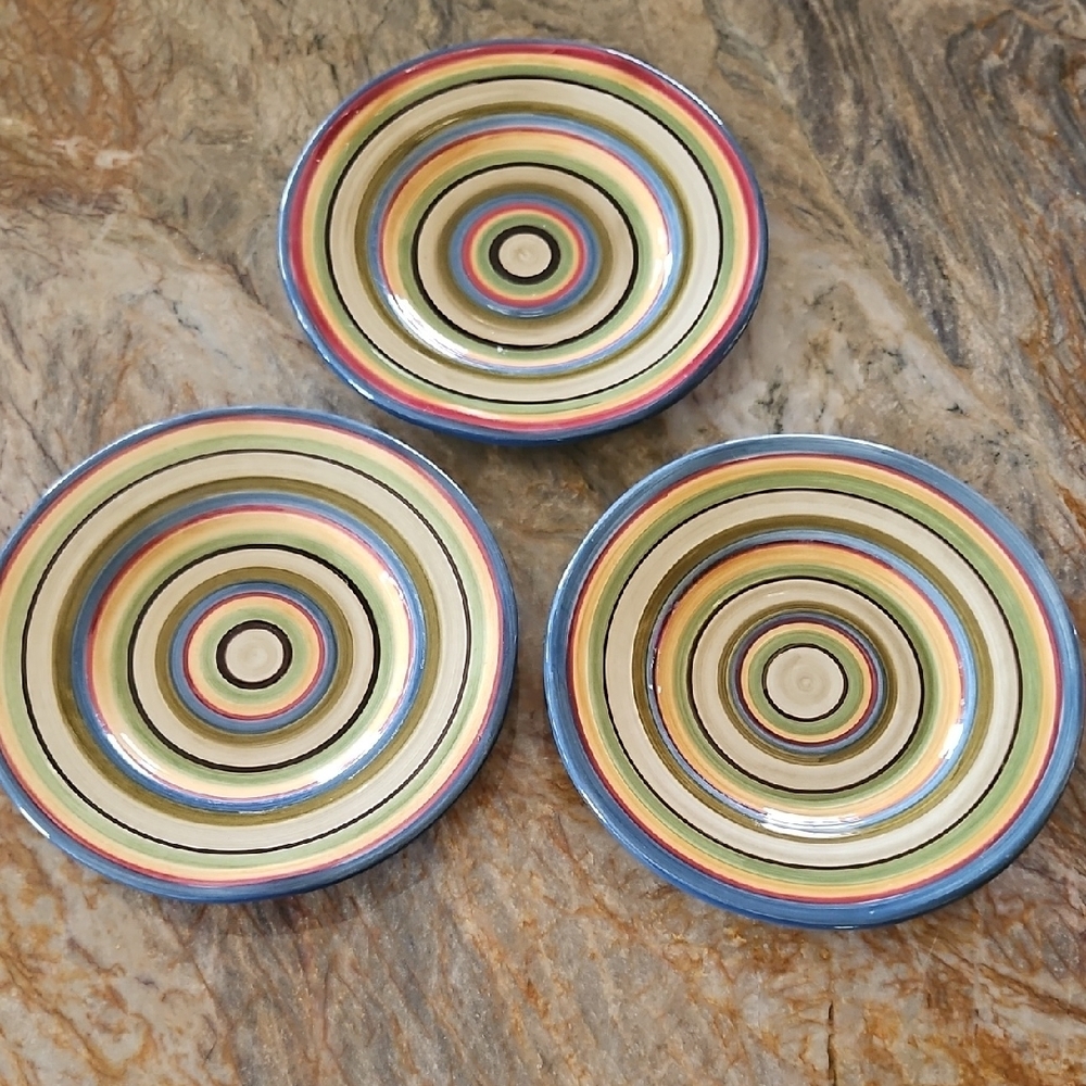 Table Tops GALLERY Colorful Striped Ceramic Salad Plates